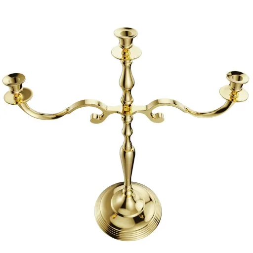 Kerzenleuchter gold glänzend aus Aluminium 60cm 5-armig