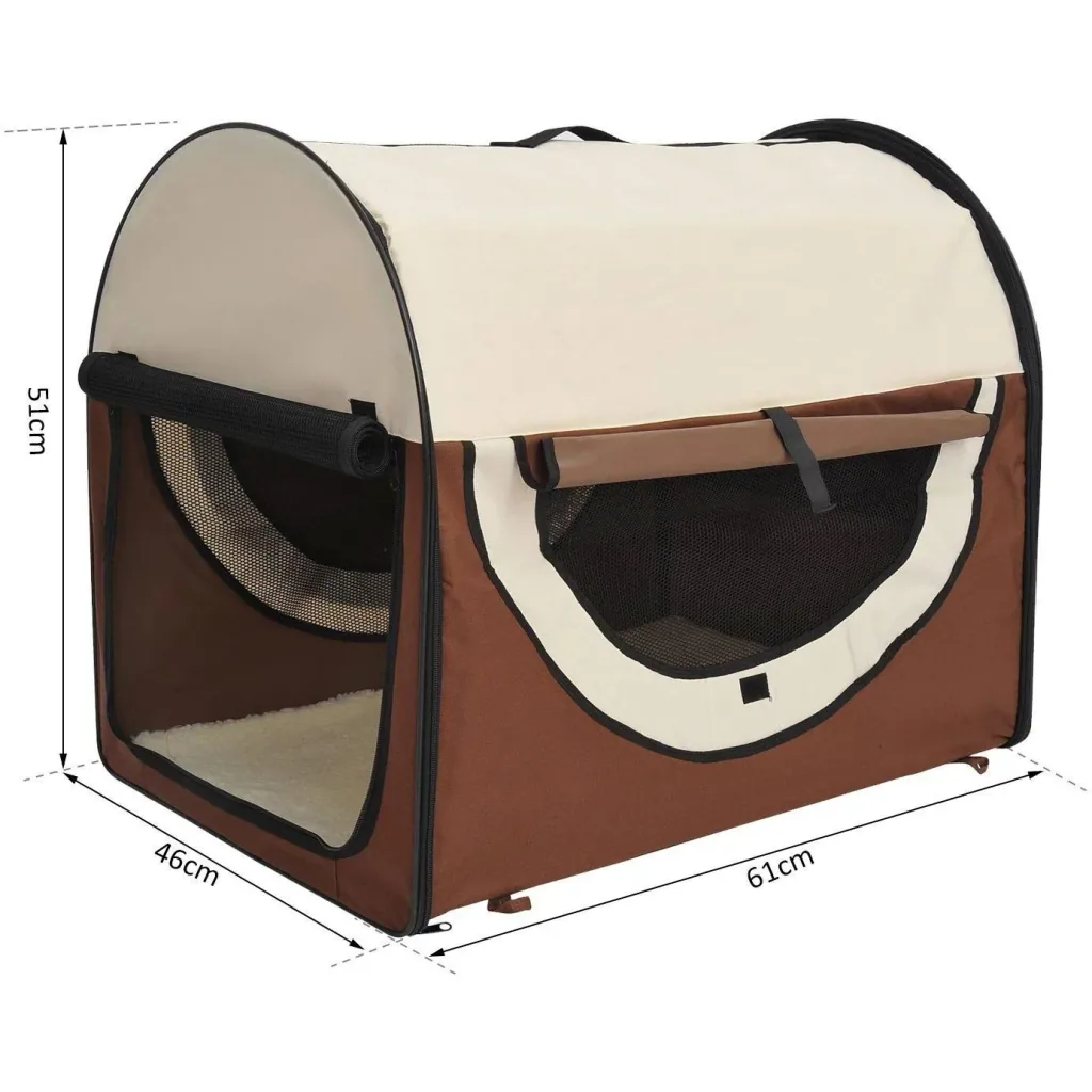 Hundetransportbox faltbar 61x46x51 cm kaffeebraun-creme