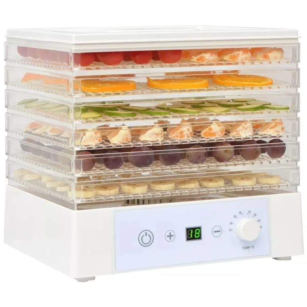 Lebensmitteltrockner mit 6 Tabletts 250 W weiß