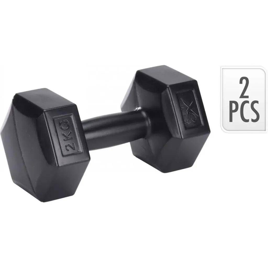 Kettlebell - 6KG und 2 Stück Kurzhantel - 2x 2KG - Schwarz