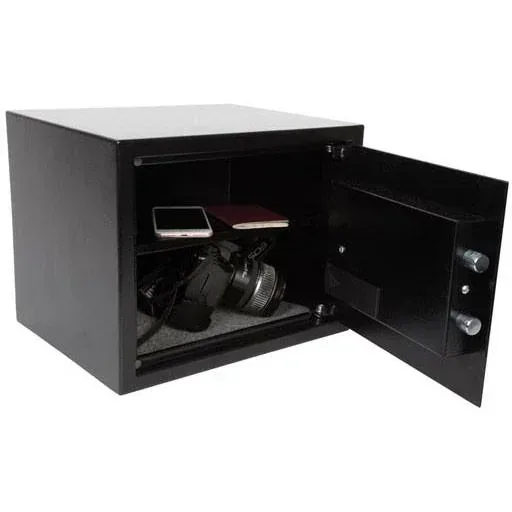 Elektronischer Tresor mit digitalem Code und Notfallschlüssel, geräumiger Stahl-Geldschrank mit weichem Innenraum und herausnehmbarem Regal, sicherer Mini-Tresor für Schmuck, Dokumente und Bargeld, 30x38x30 cm
