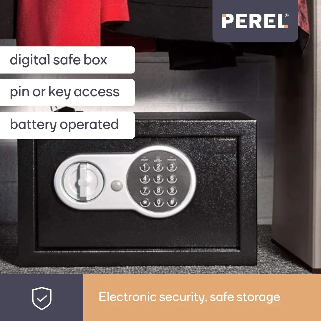 Elektronischer Tresor mit digitalem Code und Notfallschlüssel, geräumiger Stahl-Geldschrank mit weichem Innenraum und herausnehmbarem Regal, sicherer Mini-Tresor für Schmuck, Dokumente und Bargeld, 30x38x30 cm