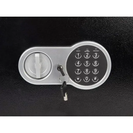 Elektronischer Tresor mit digitalem Code und Notfallschlüssel, geräumiger Stahl-Geldschrank mit weichem Innenraum und herausnehmbarem Regal, sicherer Mini-Tresor für Schmuck, Dokumente und Bargeld, 30x38x30 cm