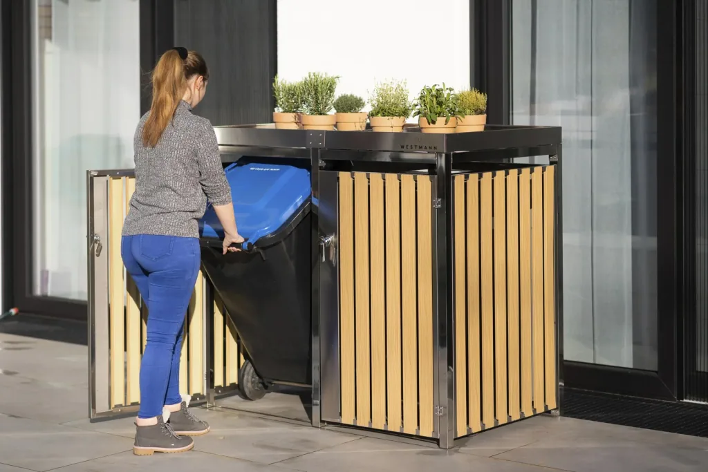 Mülltonnenbox 2-fach 240 Liter Edelstahl