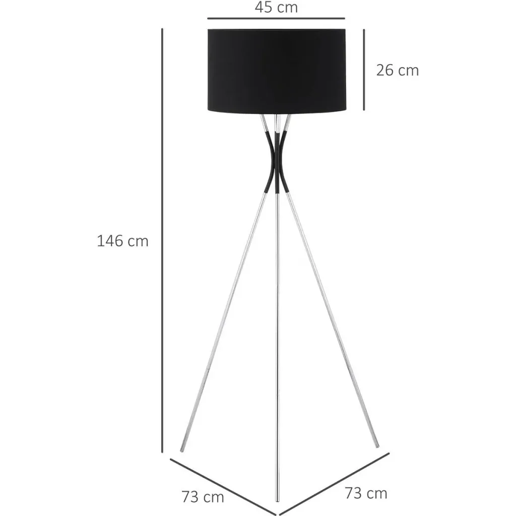 Stehlampe Wohnzimmer Tripod Stehleuchte 40W moderne Standleuchte mit E27 Fassung Stoffschirm Metallfuß für Schlafzimmer