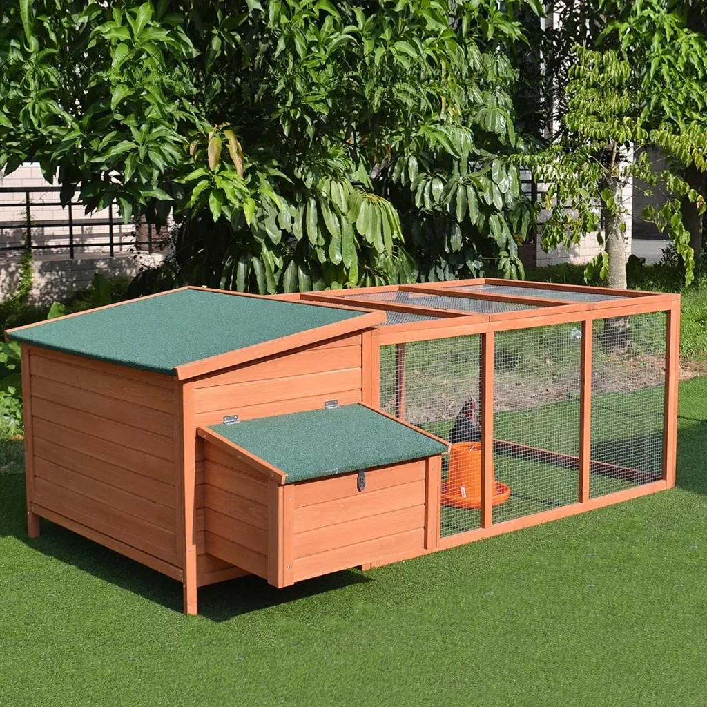 Hühnerstall Hühnerhaus Geflügelstall Kleintierkäfig mit Nistkasten Eierkiste mit 2 Fächern, Tanne, Draht, Asphalt, 223,5