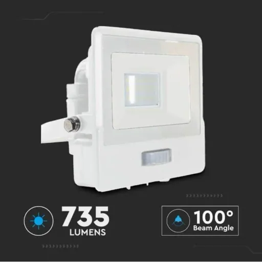 VT-118S LED-Flutlicht mit Sensor - 10 W - 735 Lm - 4000K - Weiß