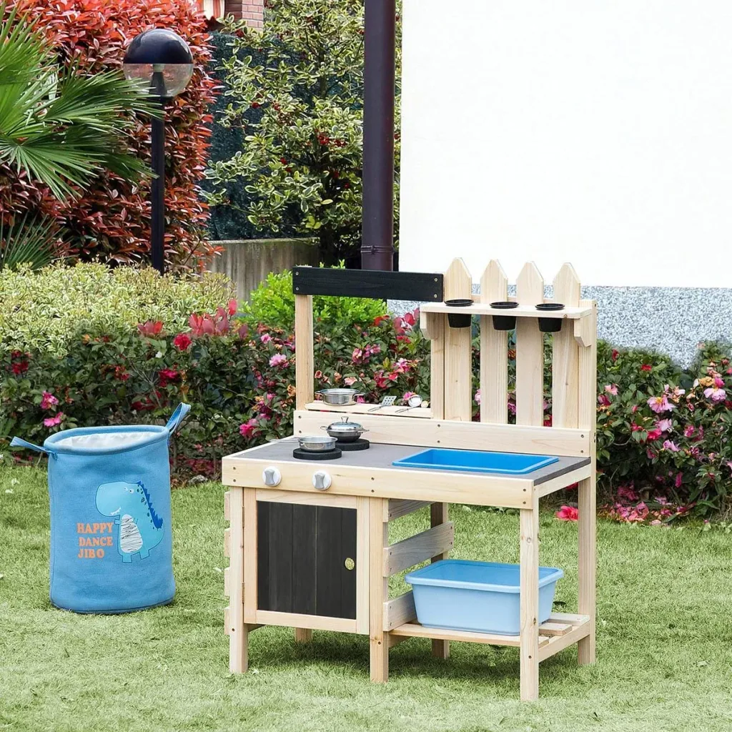 Outdoor Spielküche Sand Table Edelstahl Zubehör für 3-7 Jahre 81,5 x 46 x 102,5 cm