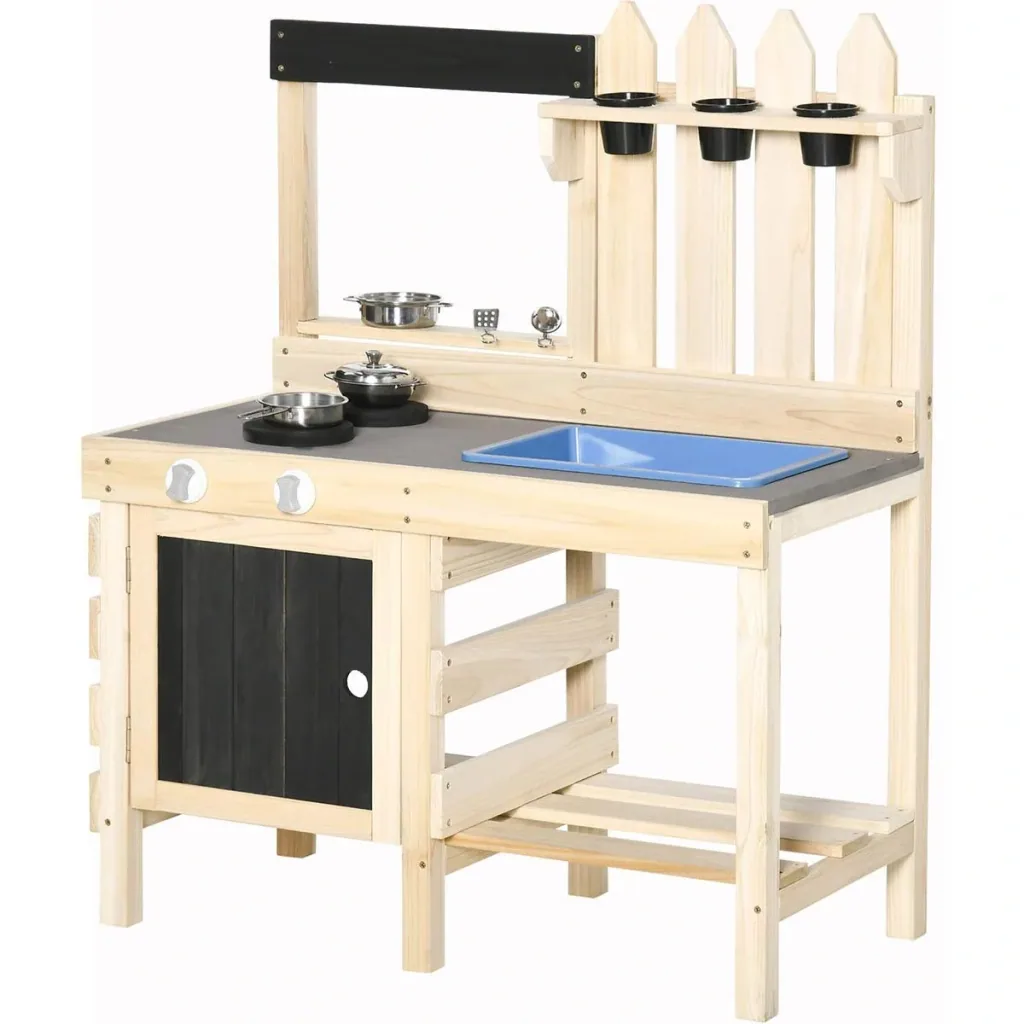 Outdoor Spielküche Sand Table Edelstahl Zubehör für 3-7 Jahre 81,5 x 46 x 102,5 cm
