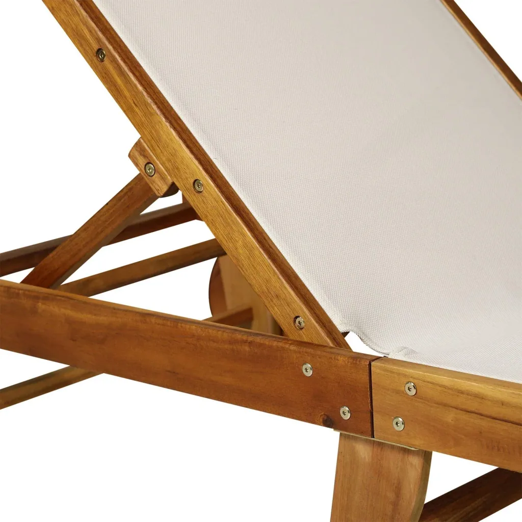 Sonnenliege Relaxliege Gartenliege verstellbar Akazienholz Textil Natur 198 x 60 x H87/80/69/45 cm