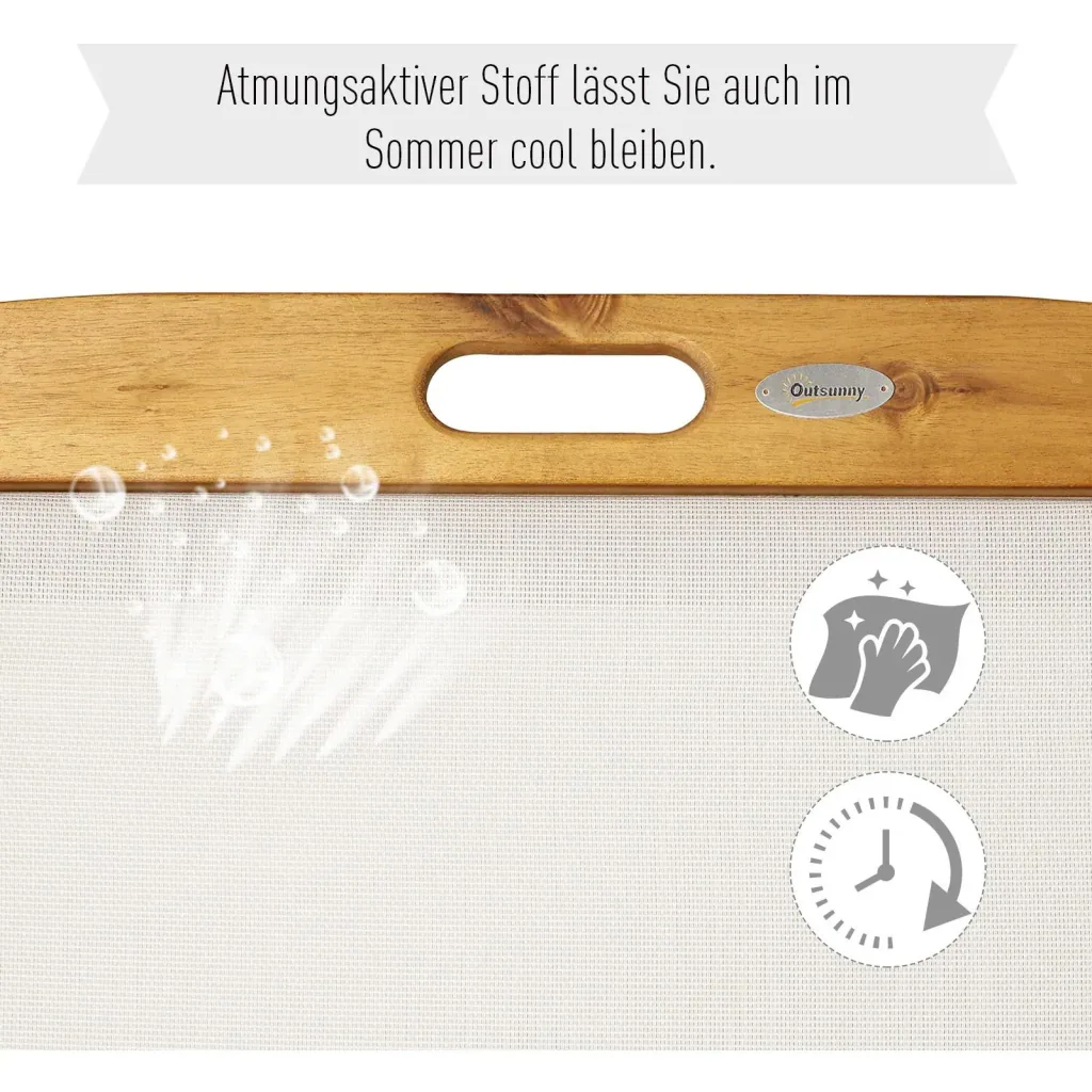 Sonnenliege Relaxliege Gartenliege verstellbar Akazienholz Textil Natur 198 x 60 x H87/80/69/45 cm