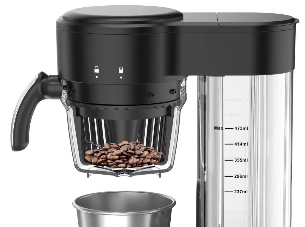 Kaffeemaschine mit Mahlwerk und Edelstahl-Trinkbecher