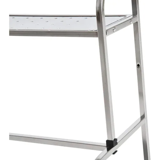 Küchenregal Standregal Wandregale 2 Ablagen mit 6 Haken Multifunktions Edelstahl Silber L50 x B22 x H42cm