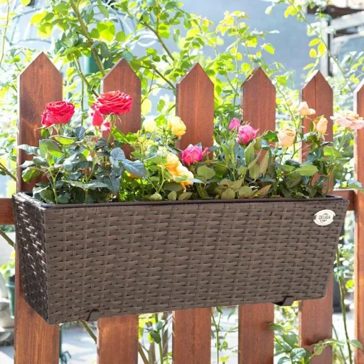 Polyrattan Pflanzgefäß - 2er Set - Braun