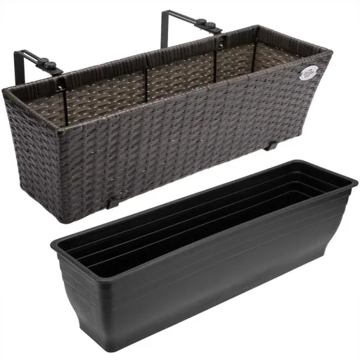 Polyrattan Pflanzgefäß - 2er Set - Braun