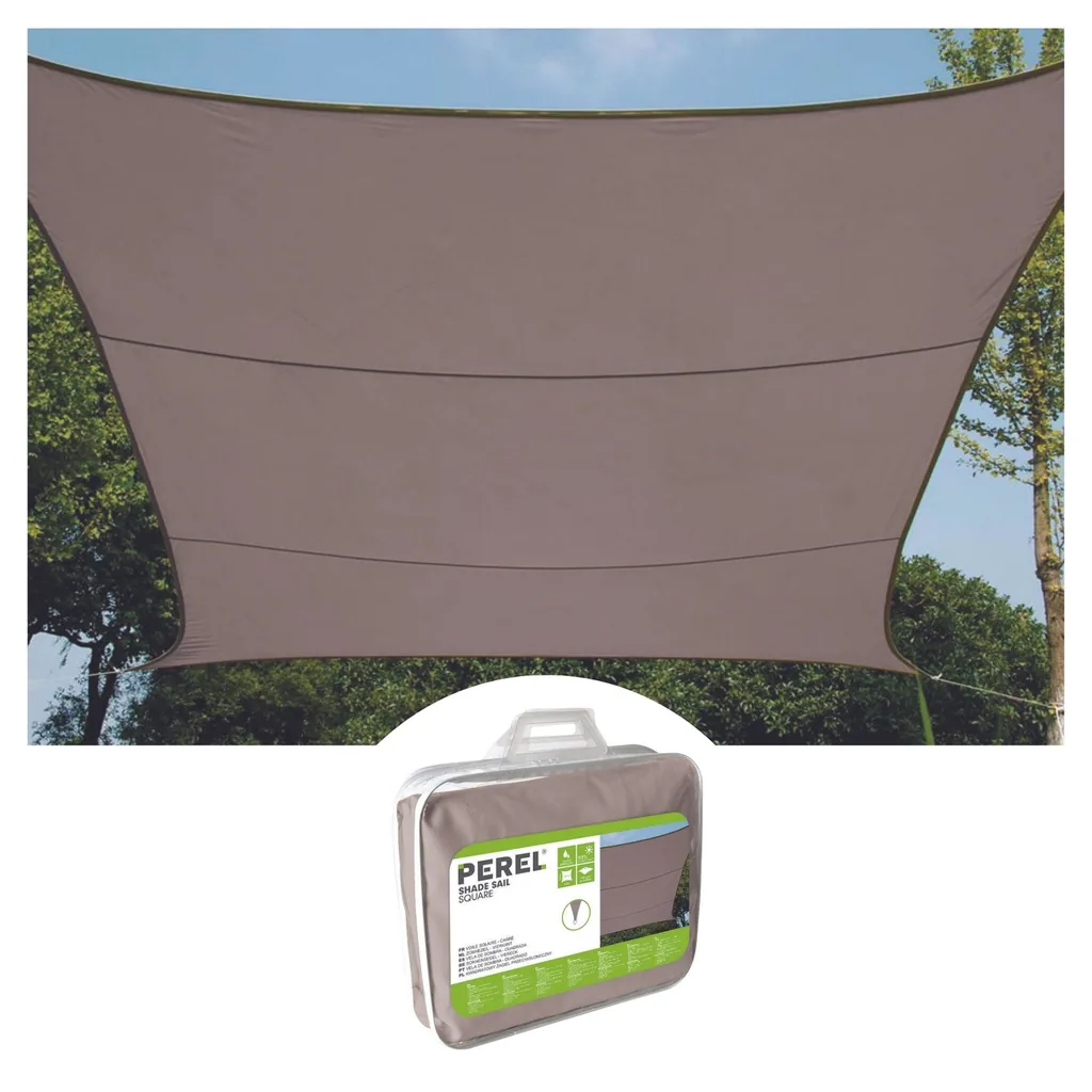 SONNENSEGEL - VIERECK - 5 x 5 m - BRAUNGRAU