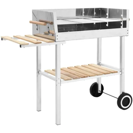 Trolley-Grill mit 2 Ablagen Holzkohle XXL Edelstahl