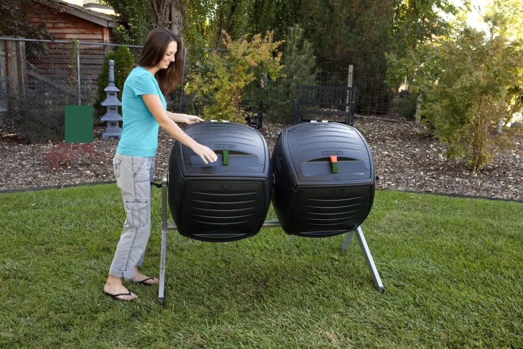 Lifetime Komposter Kompost-Zwilling 380 L 143,5×79,4×110,4 cm Schwarz – 2 Kammern für durchgehendes Kompostieren