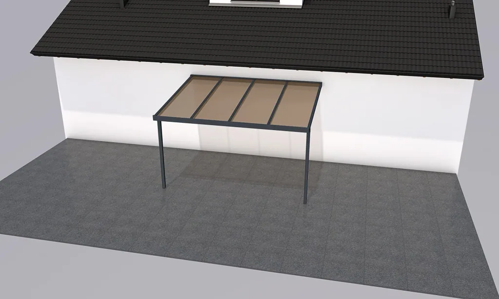 Terrassendach Premium, anthrazit, 4102 x 3060 mm - Polycarbonat Stegplatten 16 mm, bronze
