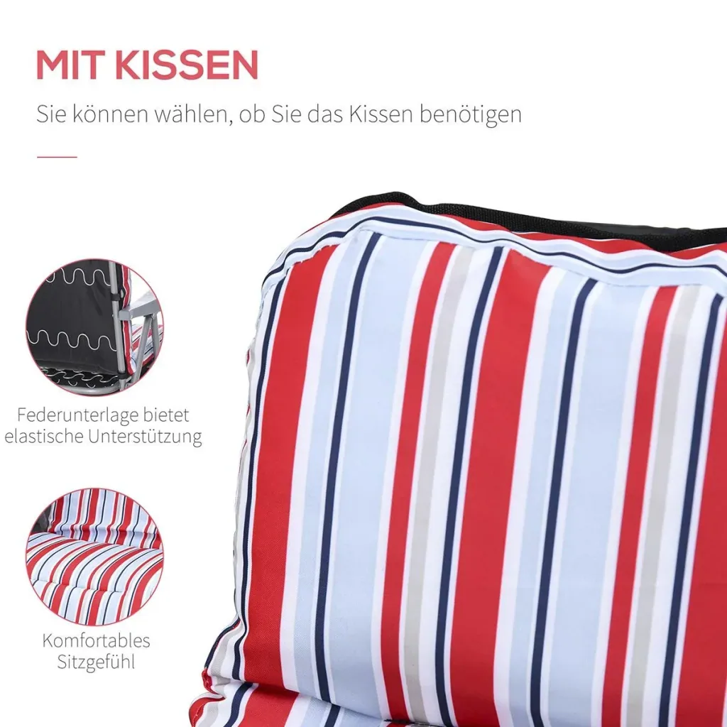 2er-Set Liegestuhl Set mit Kissen klappbar Sonnenliege 5 Stufen verstellbarer Rückenlehne Gartenliege Gartenmöbel Set St
