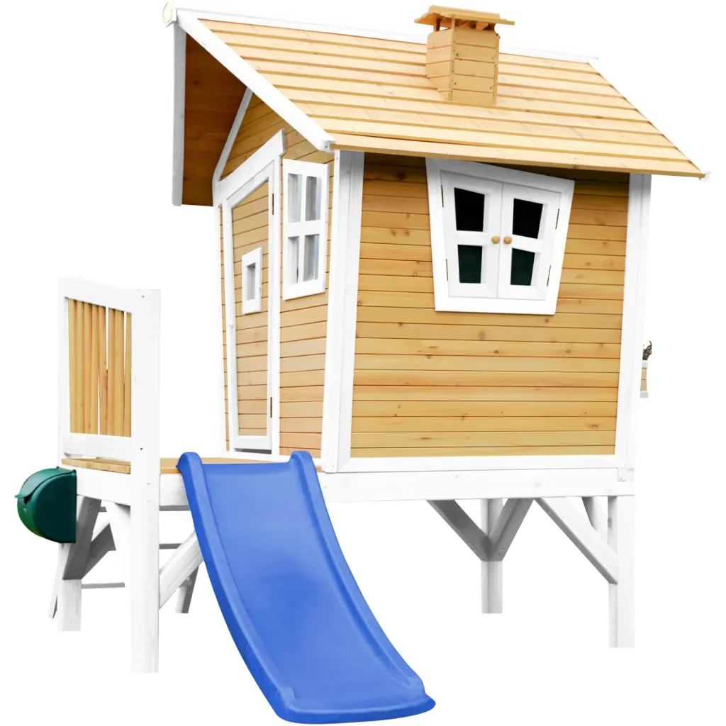 Robin Spielhaus Braun/Weiß - Blaue Rutsche