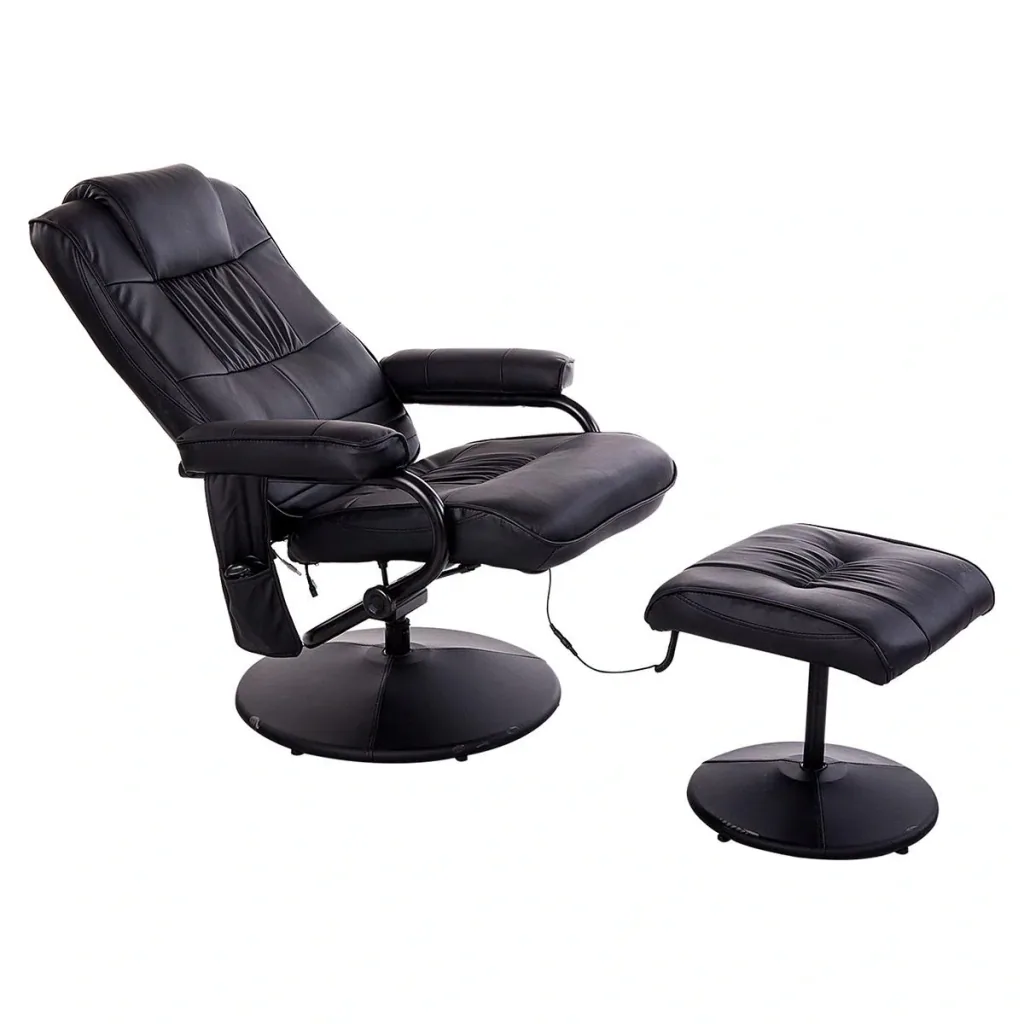 Massagesessel Relaxsessel Fernsehsessel TV Sessel mit Massagefunktion inkl. Hocker Kunstleder Schwarz 77 x 84 x 95 cm