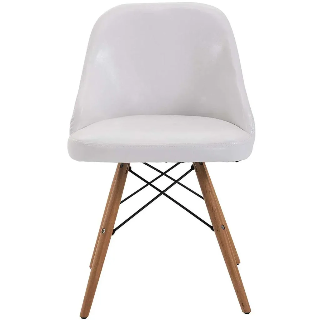 2er-Set Relaxsessel Loungesessel Cocktailsessel Polstersessel Stuhl PU + Metall + Buchenholz Weiß 49 x 47,5 x 76 cm