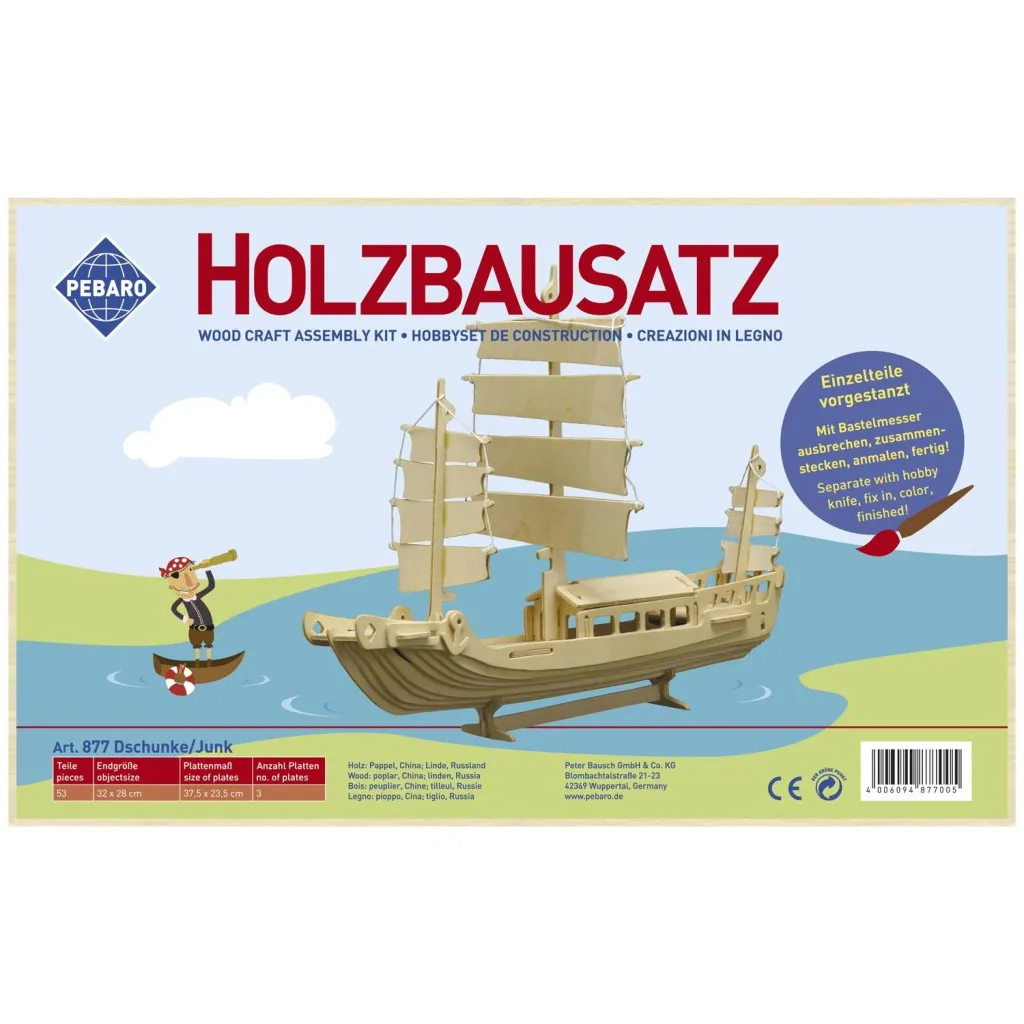 Holzbausatz "Dschunke", aufgebautes Maß: 38 x 15 cm