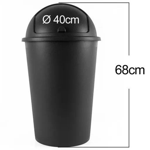 Mülleimer schwarz Kunststoff 50L