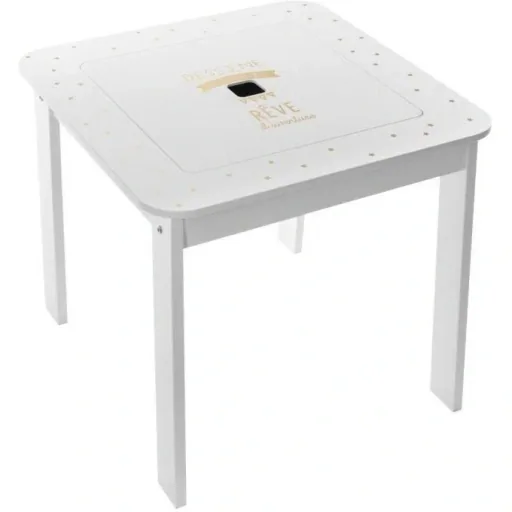 Kindertisch mit 2 Hockern - Weiß - 57x57x51 cm