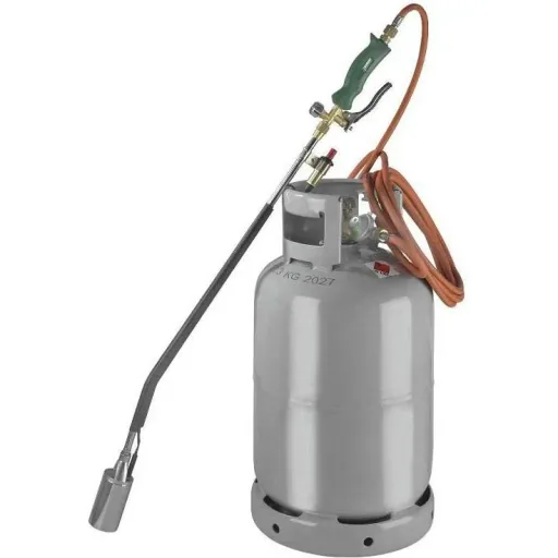 Unkrautverbrenner XXL mit 5 m. Gasschlauch, Druckregler und Toolland Gasflaschenwagen