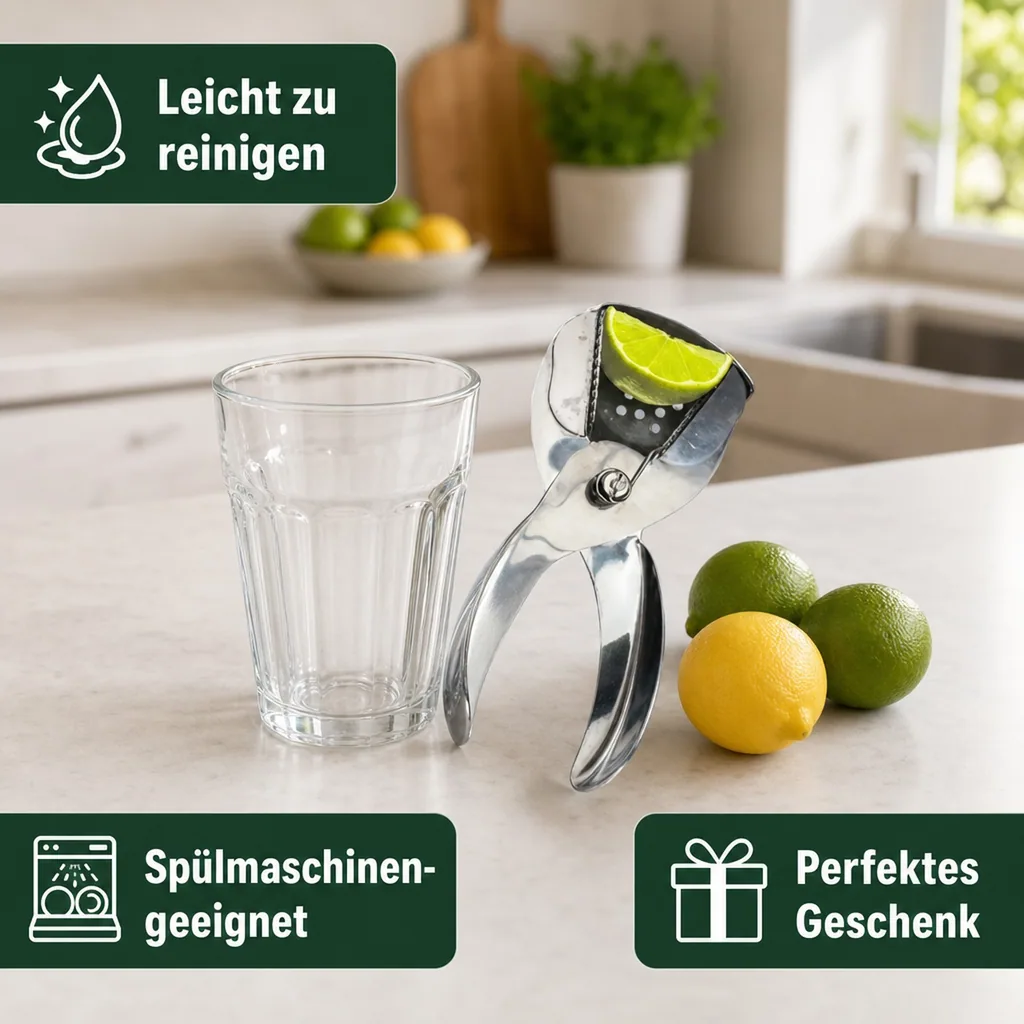 Zitronenpresse, Zitronenzange, Limettenpresse Edelstahl 18/10, Mehr Saft & Ergonomisches Design