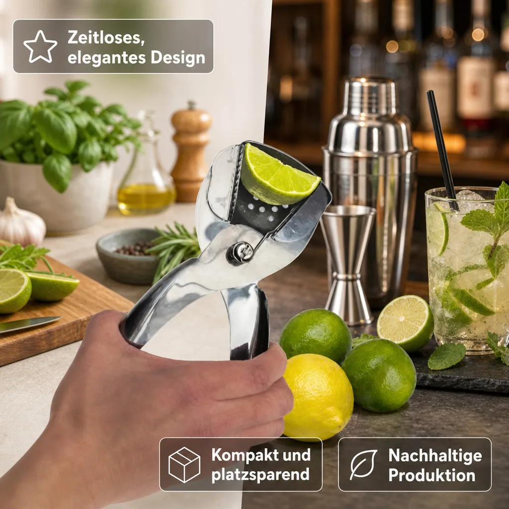 Zitronenpresse, Zitronenzange, Limettenpresse Edelstahl 18/10, Mehr Saft & Ergonomisches Design