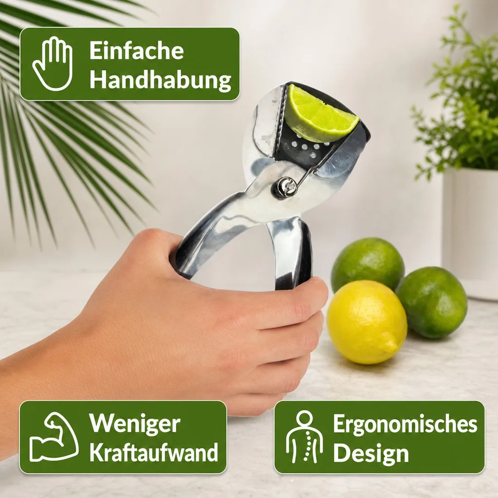 Zitronenpresse, Zitronenzange, Limettenpresse Edelstahl 18/10, Mehr Saft & Ergonomisches Design