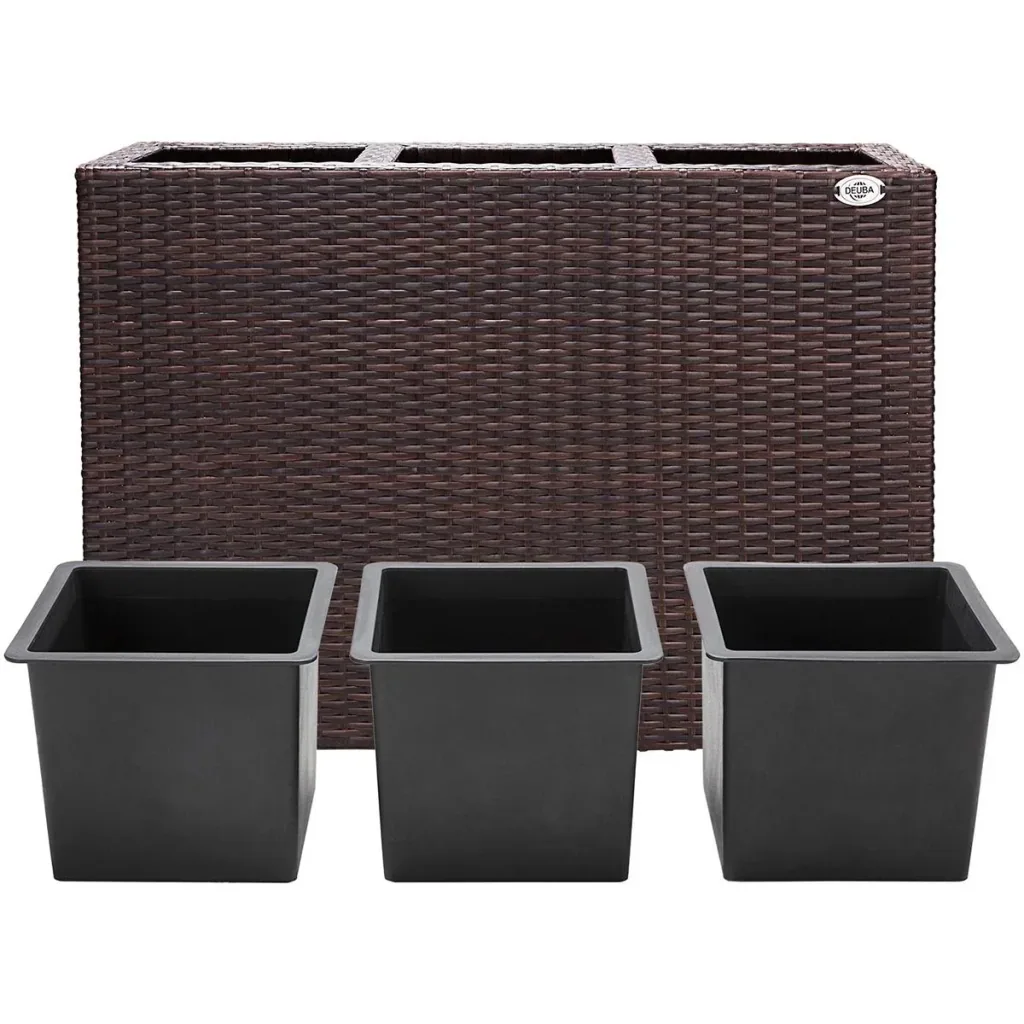 Polyrattan Blumentopf braun 83x30,5x60cm