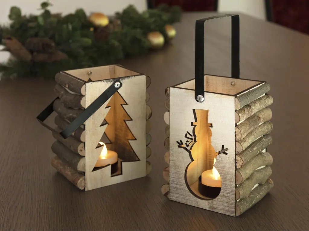LED Holzleuchter Tannenbaum