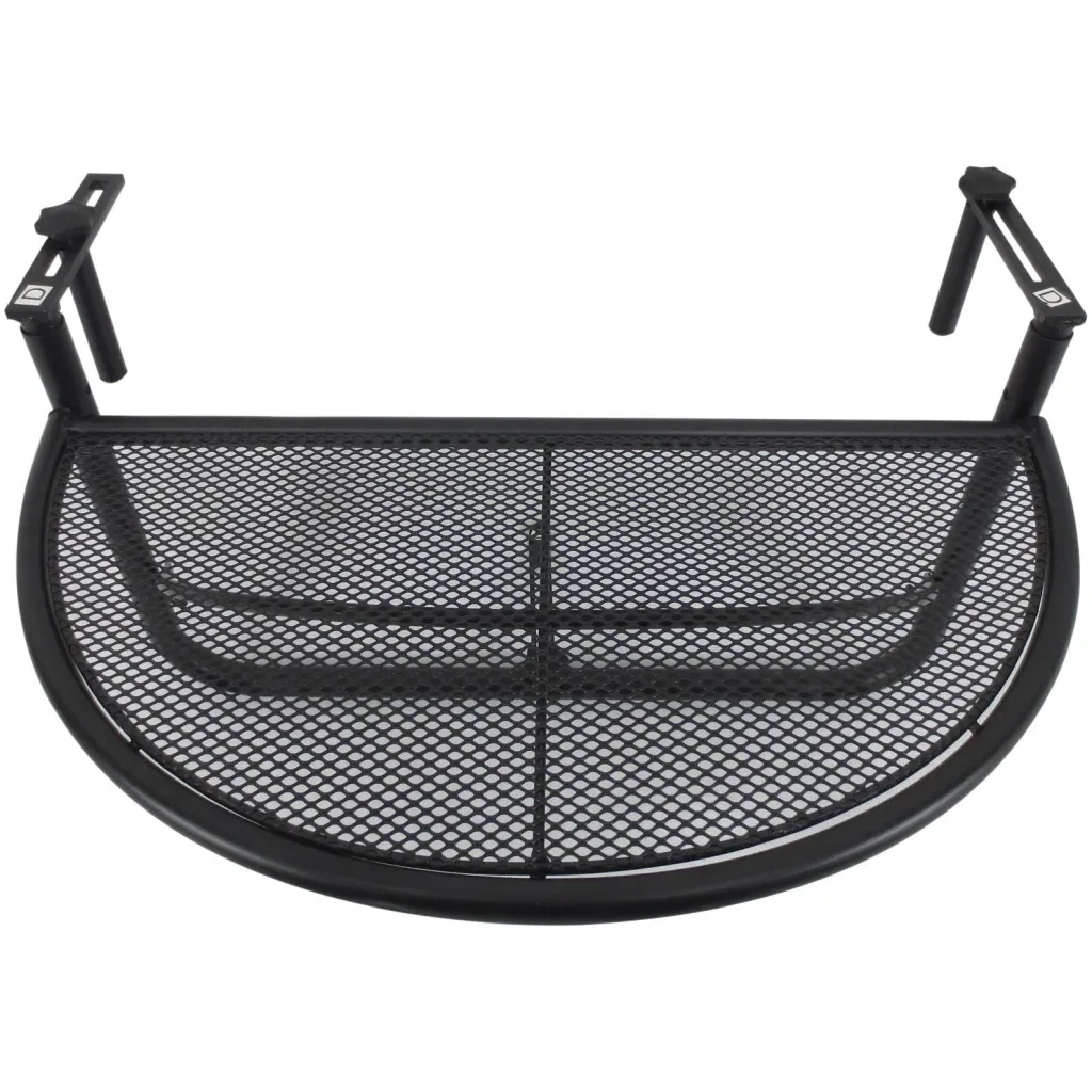 Balkonhängetisch Hängetisch höhenverstellbar halbrund Ø30 cm Terrasse Metall Schwarz L60 x B45 x H50 cm