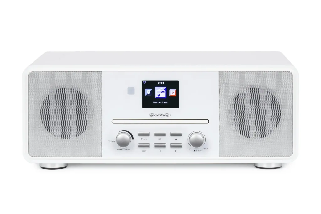 Design Internet/DAB+/UKW-Radio mit Bluetooth, CD, AuxIn, Encoding, weiß,HRA19INT/WH