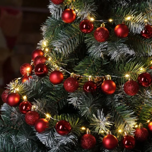 Weihnachtsbeleuchtung Kugeln Weihnachtsdekoration 40-LED - Rot - 2m und Perel Smart home Wifi plug- Android & IOS