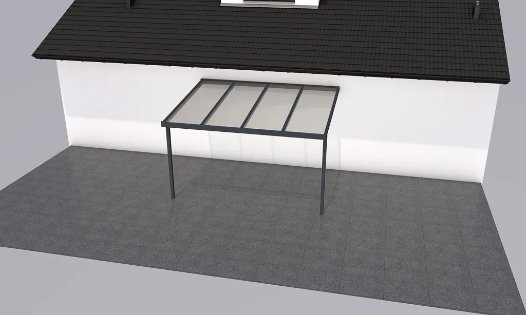 Terrassendach Premium, anthrazit, 4102 x 3060 mm - Acryl Stegplatten 16mm, klar