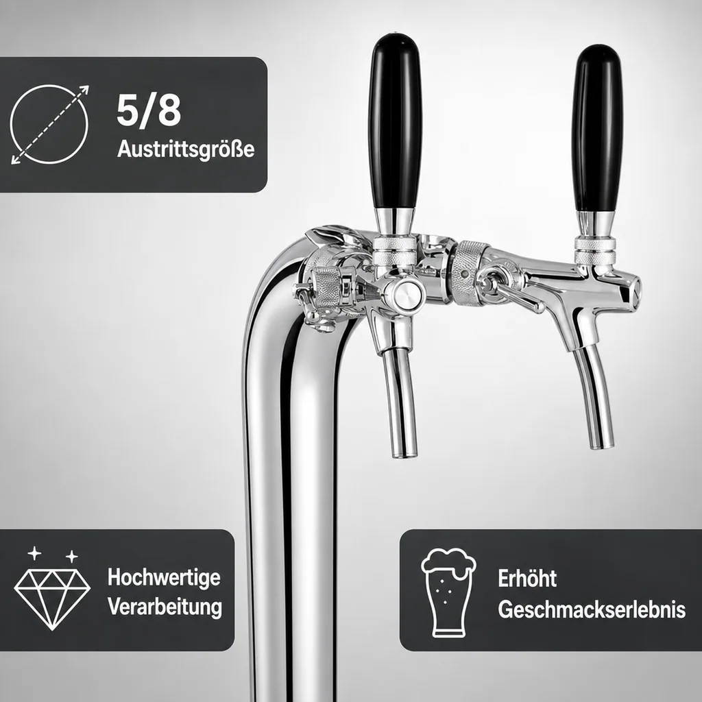 Schanksäule, Bierzapfsäule, Chrom, 2-leitig