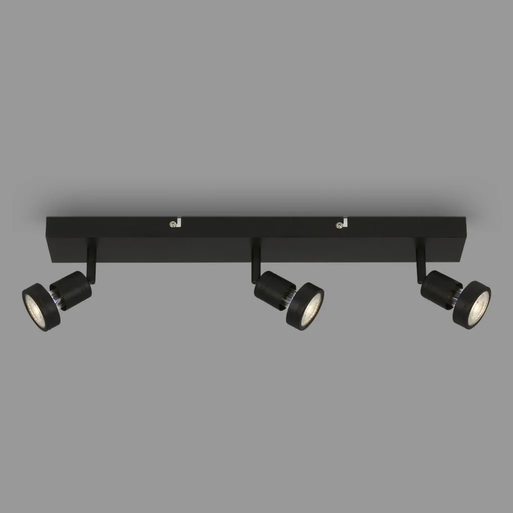 LED Spotleuchte 3-flammig, schwarz, 3 x GU10 Fassung, inklusive 3 x LED Leuchtmittel, 4,9 Watt, 460 lm, 3000 K