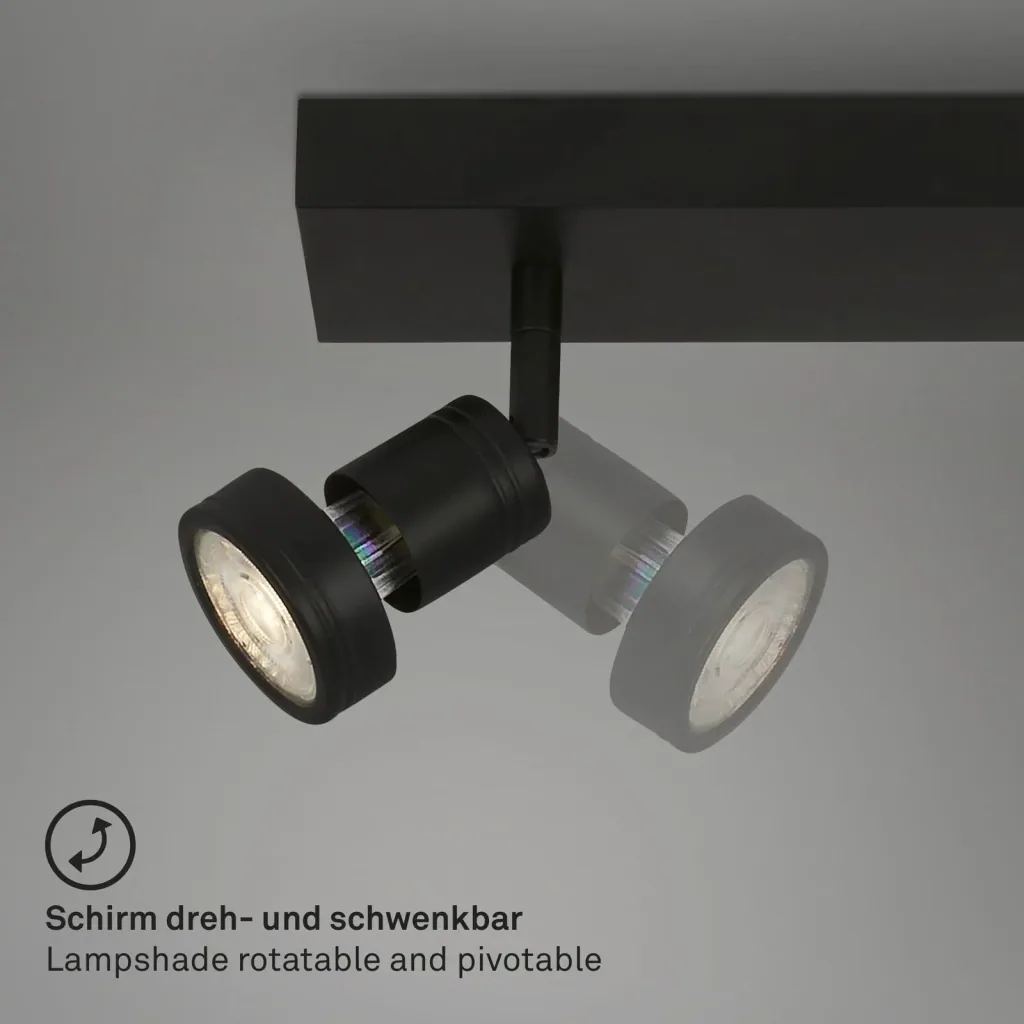 LED Spotleuchte 3-flammig, schwarz, 3 x GU10 Fassung, inklusive 3 x LED Leuchtmittel, 4,9 Watt, 460 lm, 3000 K