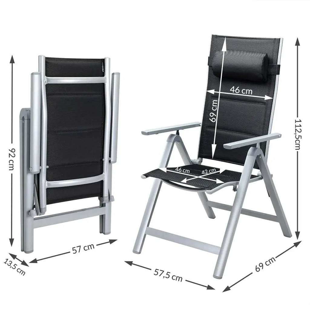 Gartenstuhl Bern Premium - 2er Set - Silber gepolstert