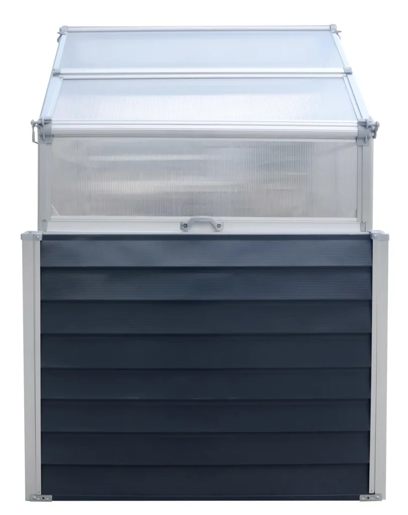 Westmann Hochbeet Store & Grow, 120×120×167 cm, Anthrazit – mit Gewächshaus-Aufsatz aus Polycarbonat