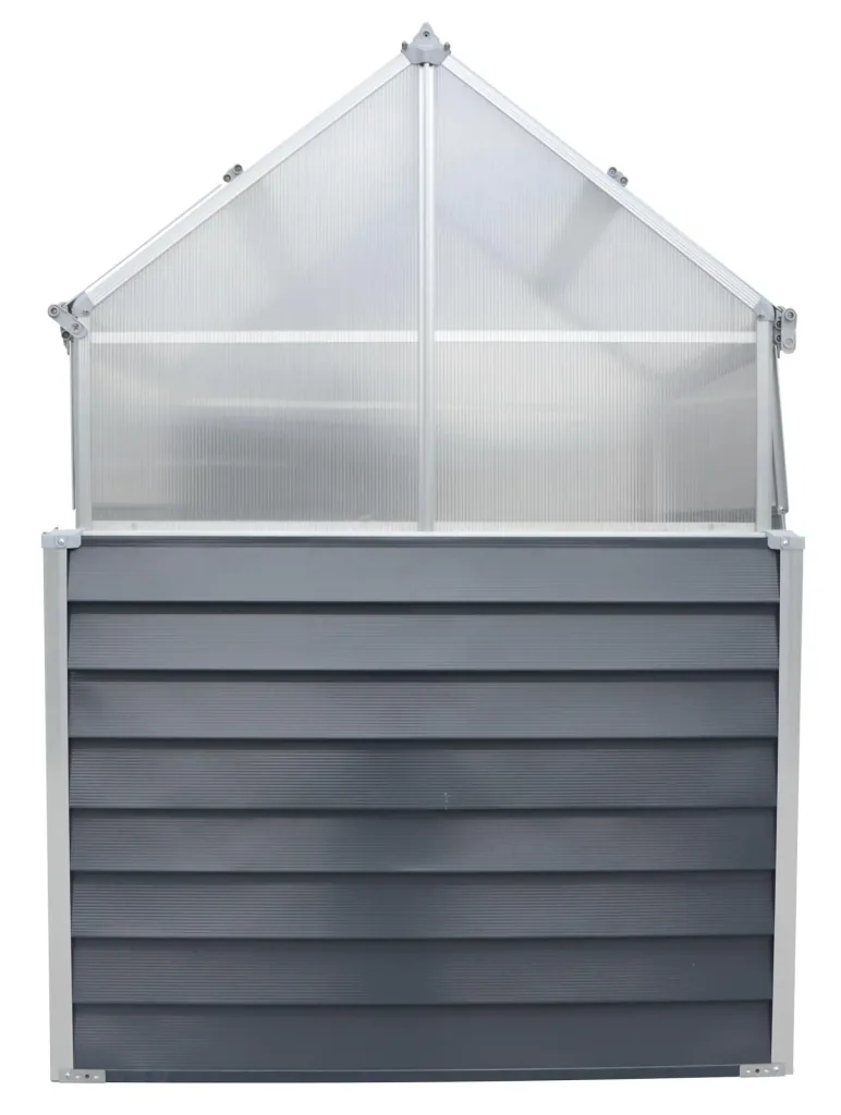 Westmann Hochbeet Store & Grow, 120×120×167 cm, Anthrazit – mit Gewächshaus-Aufsatz aus Polycarbonat