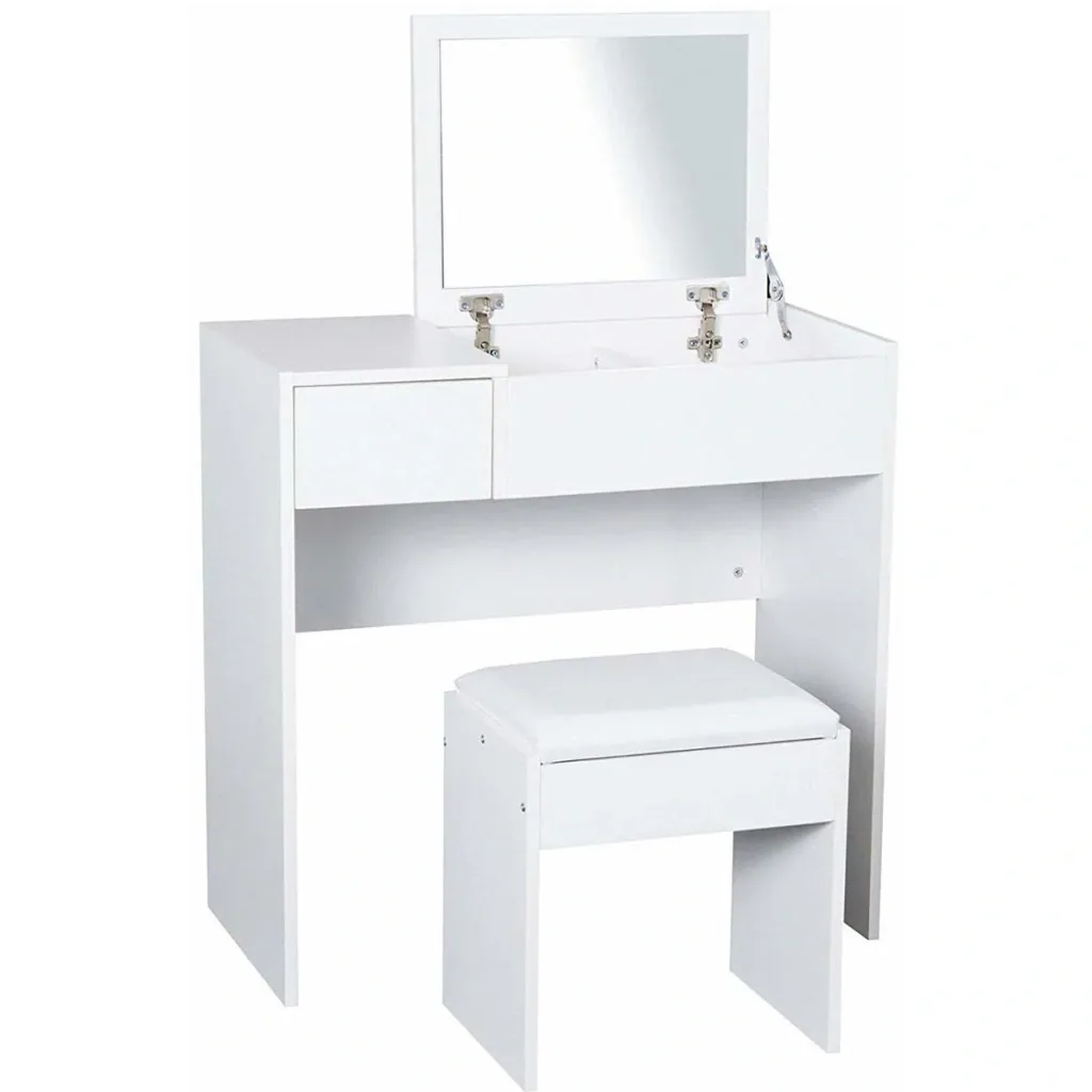 Schminktisch Frisiertisch mit Hocker Weiß 80 x 40 x 79cm