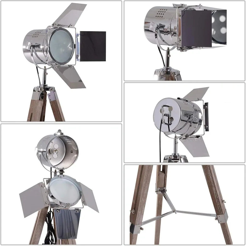 Stehlampe Dreibein Stehleuchte höhenverstellbar 103-146cm Urban E14 Silber