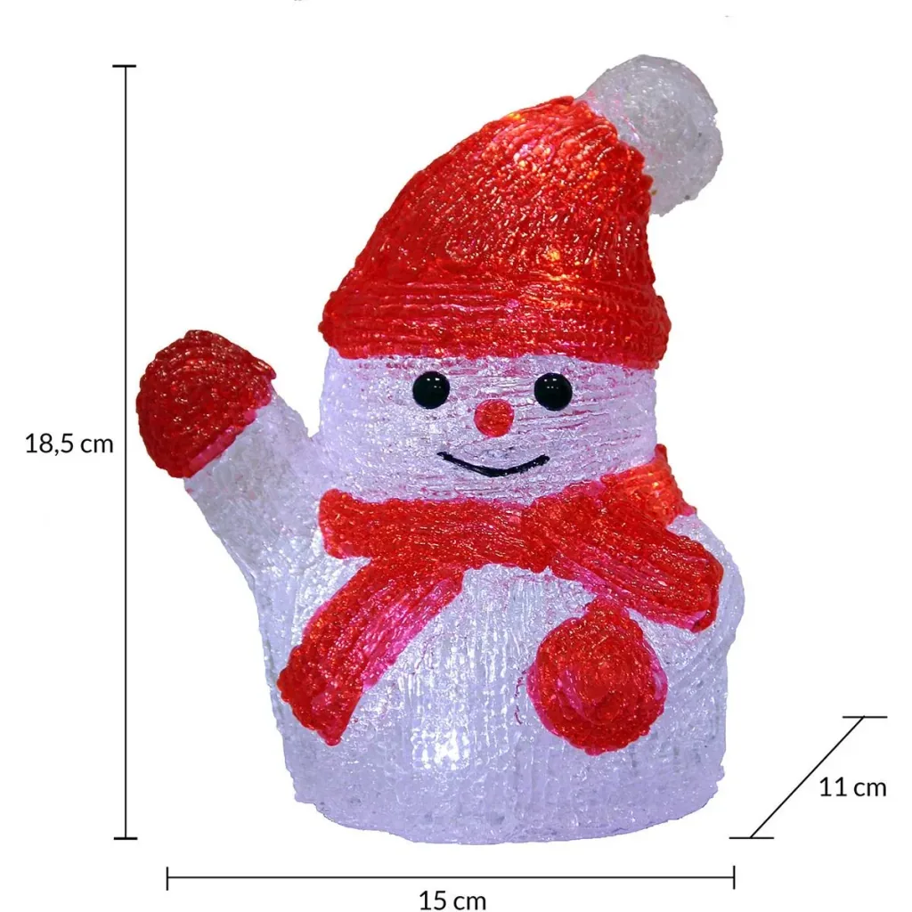 Weihnachten Schneemann LED Figur - auf Batterien - 15x11x18-5Cm
