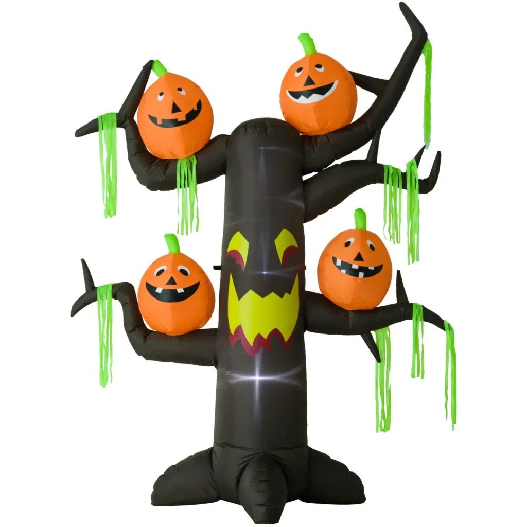 Aufblasbarer Baum mit Kürbissen Höhe: 2,4m Halloween Luftfigur mit LED
